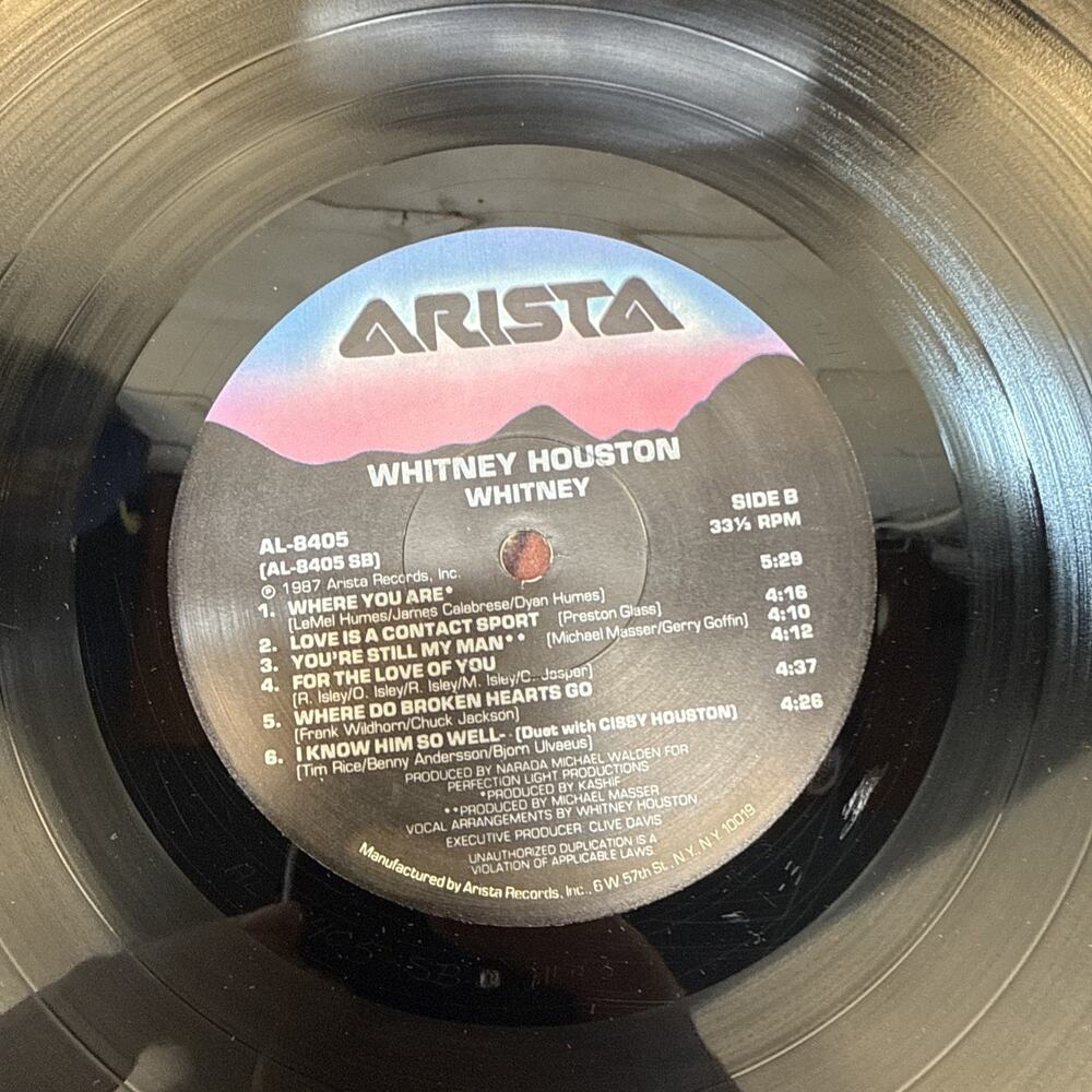 Whitney Houston Whitney Vinyl LP 1987 I Wanna Dance With Somebody Arista AL 8405 - Picture 7 of 9